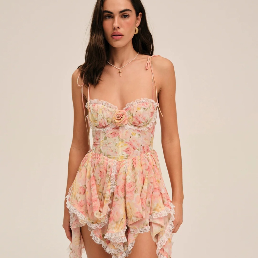 WORN ONCE - For love & lemons - Elea Asymmetrical Mini Dress